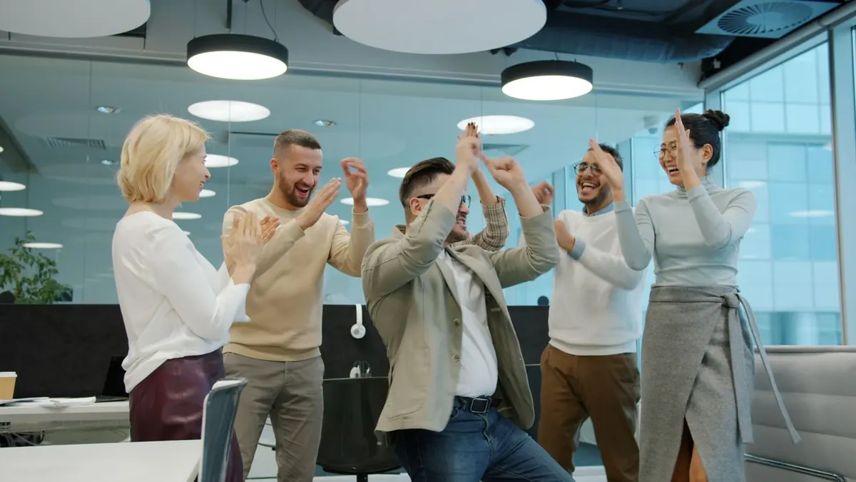 Sales team celebrating a win